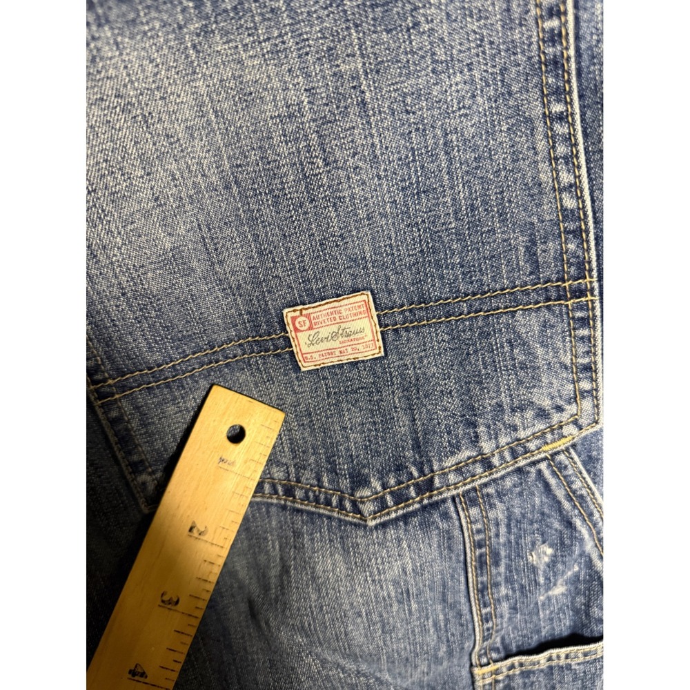 Levi Strauss Signature Mens Carpenter Denim Shorts Medium Wash Blue W32 Cotton - Picture 3 of 10
